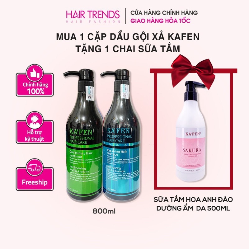 Cặp dầu cặp gội + xả KAFEN xanh CHÍNH HÃNG siêu mềm mượt (CÓ QUÀ TẶNG)