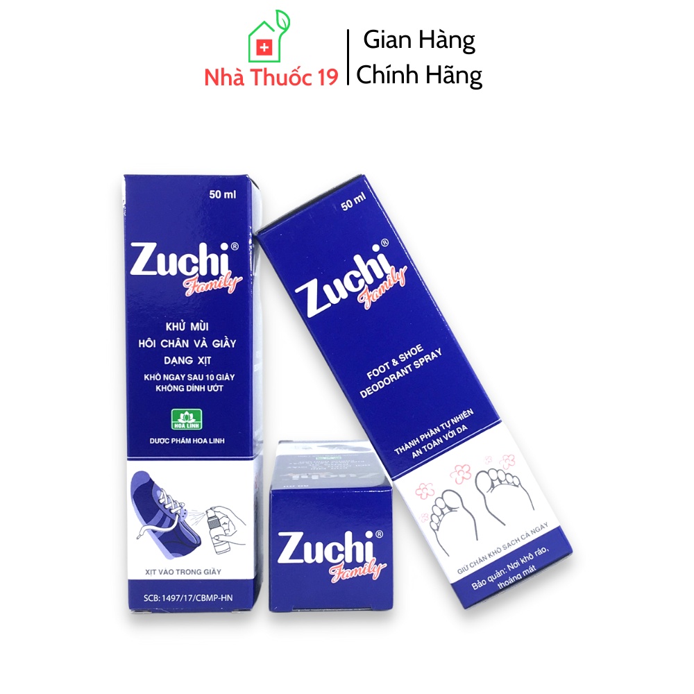 Zuchi Family Xịt Khử Mùi Hôi Chân Và Giày Lọ 50ml Chính Hãng Dược Hoa Linh