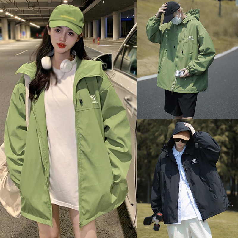 Áo Khoác Bóng Chày Có Nón Tay Dài Dáng Rộng Thời Trang Xuân Thu