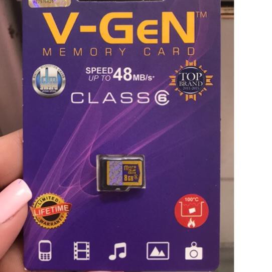 Thẻ Nhớ 8gb Class 6 Tốc Độ 48mb / S V-Gen