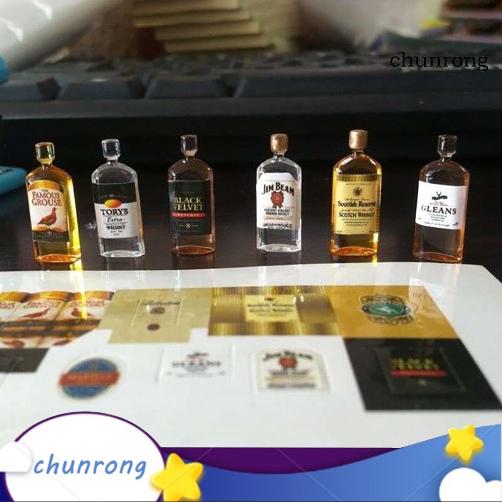 Set 6 chai rượu vang mini tỉ lệ 1/12 cho các quán bar