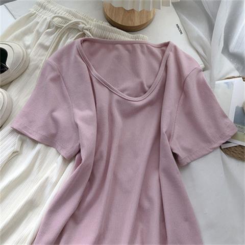 Áo Thun Lụa Lạnh Cổ Tròn Tay Ngắn Dáng Ôm Thời Trang Dành Cho Nữ | BigBuy360 - bigbuy360.vn