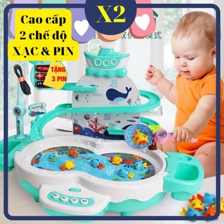 Bộ đồ chơi câu cá cầu trượt mô hình thác nước có đèn có nhạc vui nhộn
