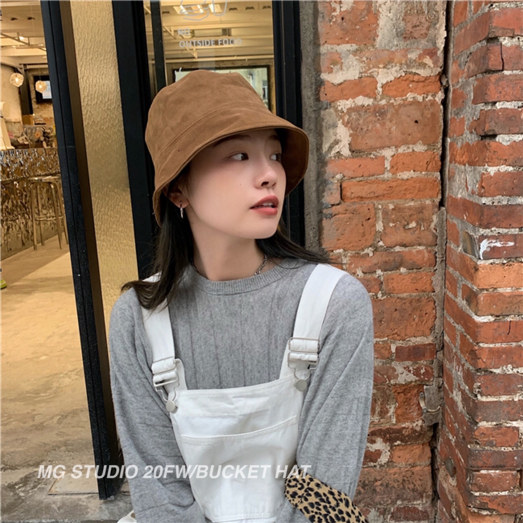 Nón Bucket Màu Sắc Đơn Giản Phong Cách Retro Nhật Bản