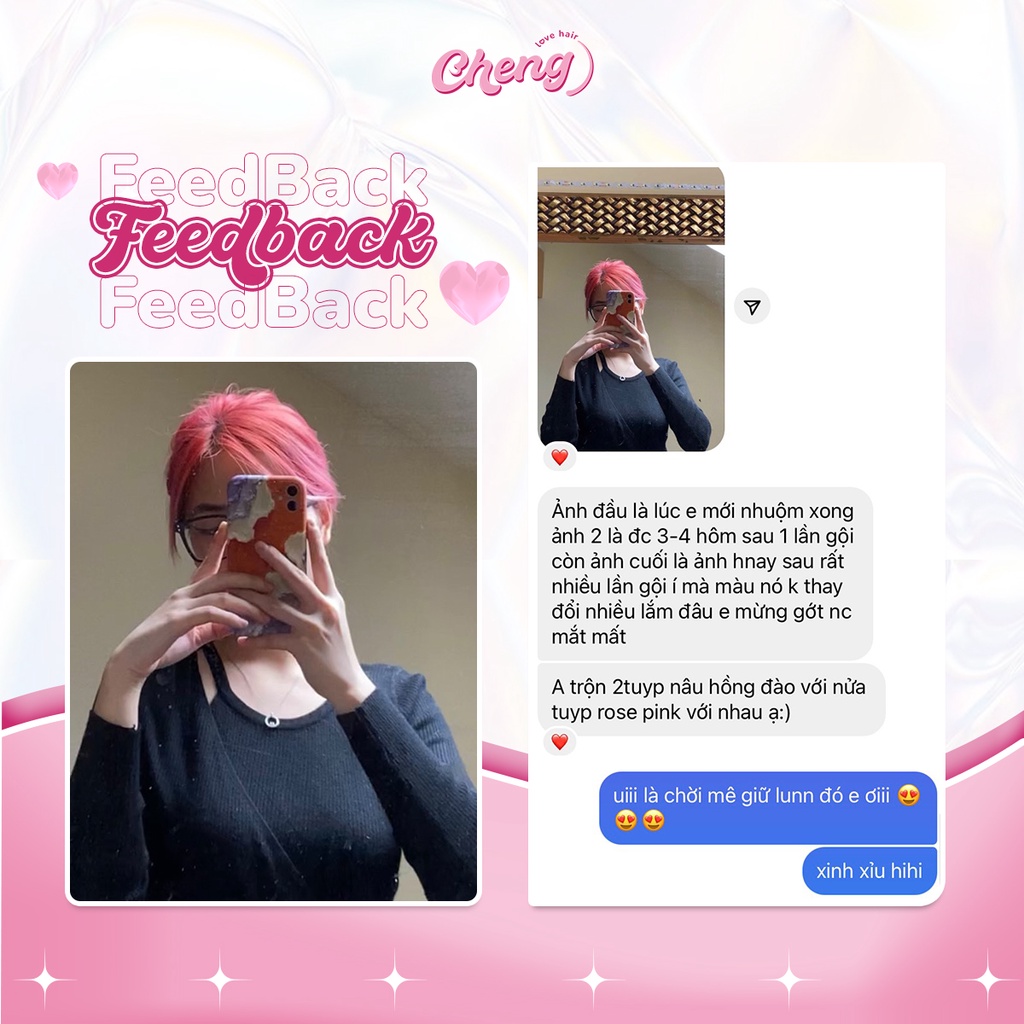 Thuốc nhuộm tóc ROSE PINK Chenglovehairs, Chenglovehair, Chengloveshair
