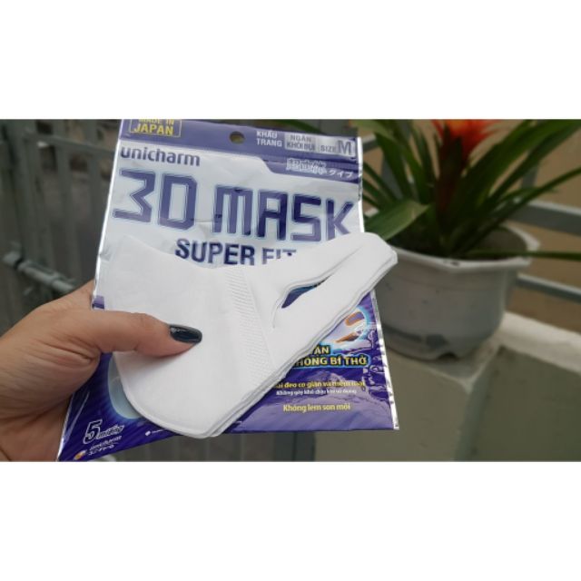 5 cái Khẩu trang 3D Mask Super fit Unicharm( 1 túi)