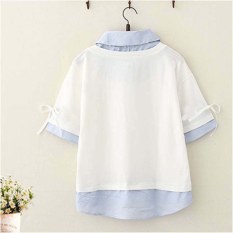 Áo Thun polo Cotton Ngắn Tay Dáng Rộng Phong Cách Nhật Hàn Cho Nữ