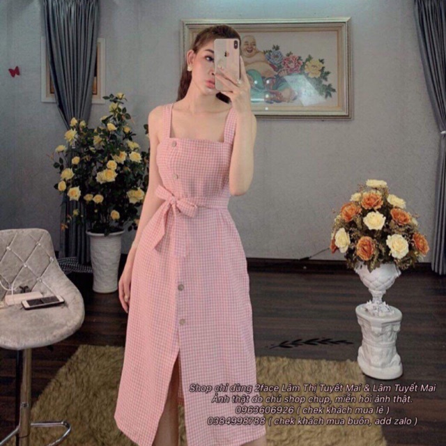 váy kẻ sét áo thỏ