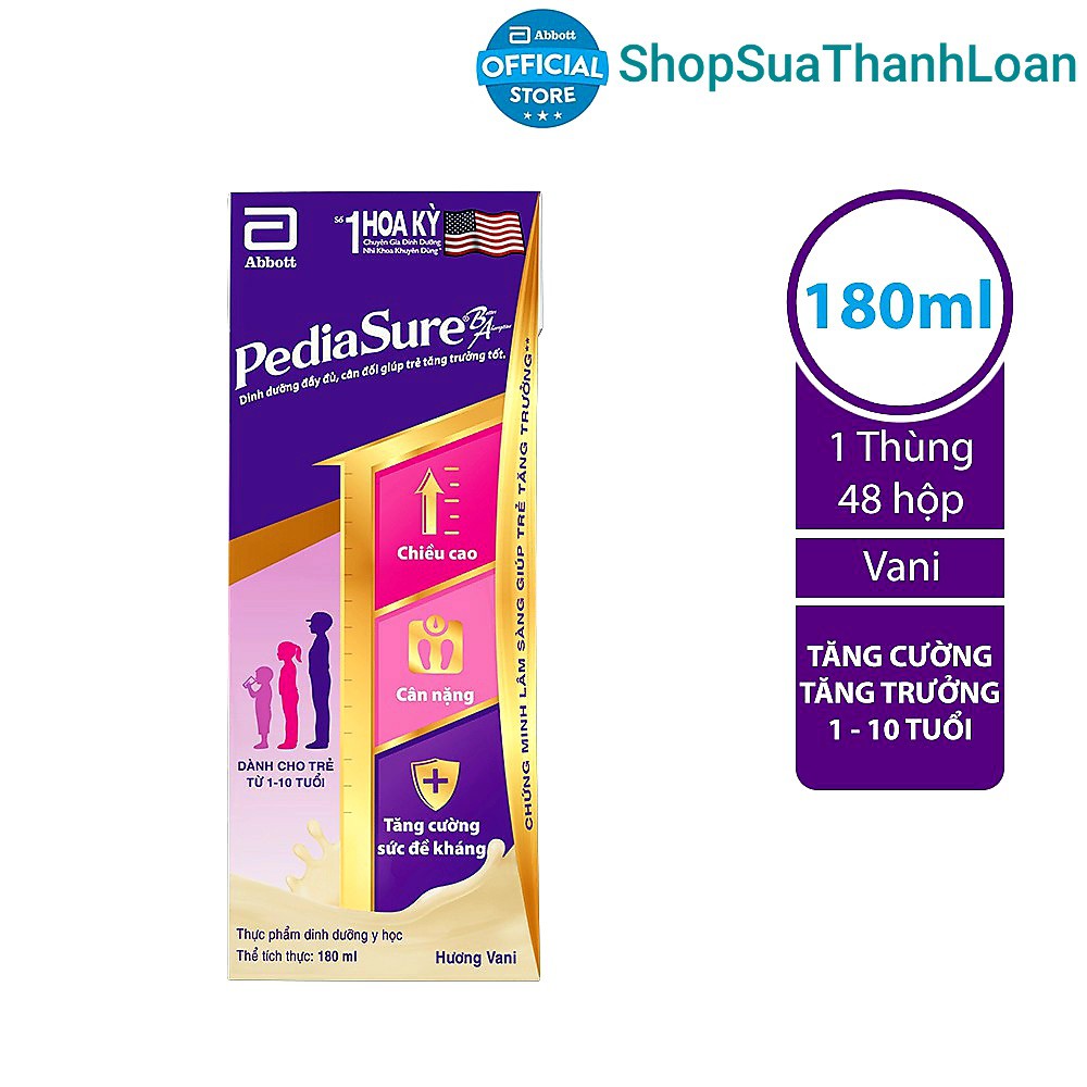 [HSD T12-2022] Combo Thùng 48 Hộp Pediasure Nước Hương Vani 180ml