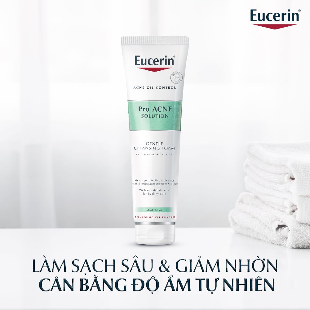 Eucerin Sữa Rửa Mặt Tạo Bọt Dịu Nhẹ Cho Da Mụn Eucerin Pro Acne Solution Gentle Cleansing Foam 150g