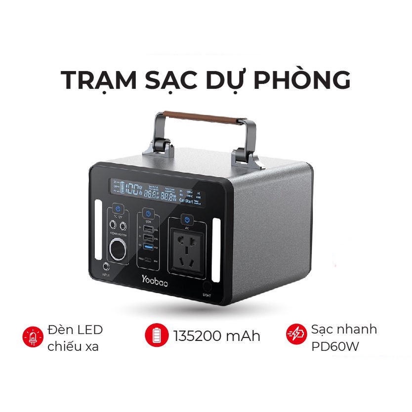 Trạm sạc dự phòng 135200mAh Yoobao EN500 Sạc nhanh PD60W 220V/150W