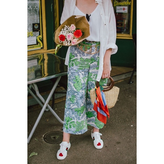 Quần culottes quần váy ống rộng vnxk thun in hoa xuất nhật