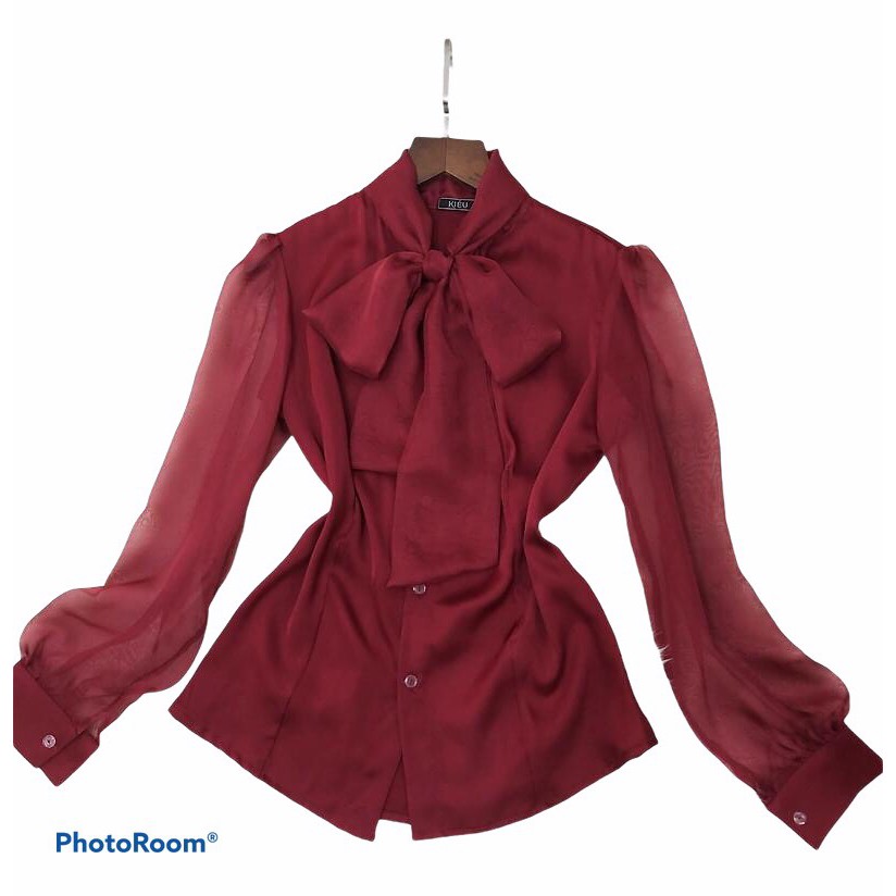 Áo sơ mi trắng thắt nơ♥️ vải đẹp♥️ áo công sở nữ dài tay phom ôm vải voan | BigBuy360 - bigbuy360.vn