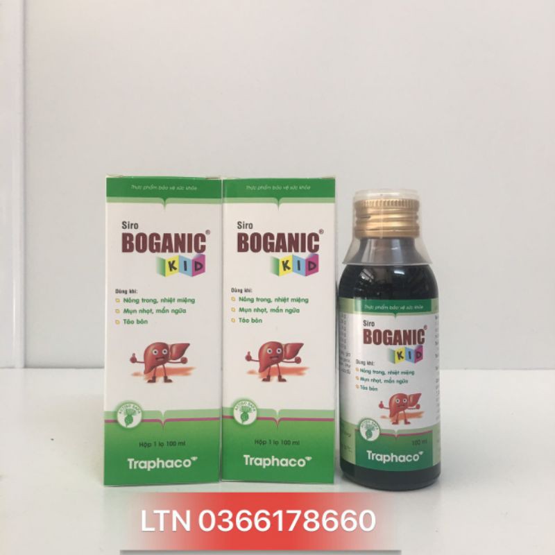 Siro Boganic Kid Traphaco - hỗ trợ mát gan, thanh nhiệt, giảm mẩn ngứa, rôm sảy cho bé từ Actiso và thảo dược lọ 100ml