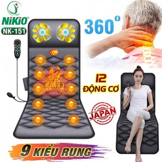 Nệm massage toàn thân hồng ngoại có gối mát xa cổ Nhât Bản Nikio NK-151 - giá chính hãng