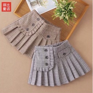 chân váy xếp  ly bé gái đáp bèo 3 cúc cv014
