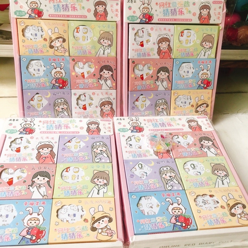 Hộp hình dán sticker 12 tờ siêu cute các hình con vật dễ thương - MG57