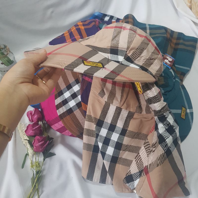 Mũ Vành Đi Nắng Kín Mặt Siêu Tiện Lợi - Họa Tiết Kẻ