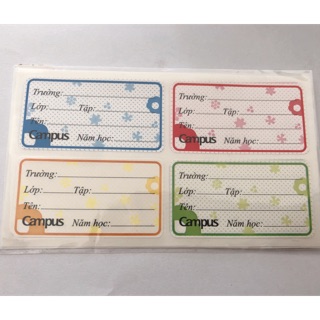 [20 cái] Nhãn Vở Campus Decal Có Dính Sẵn Chuẩn Đẹp