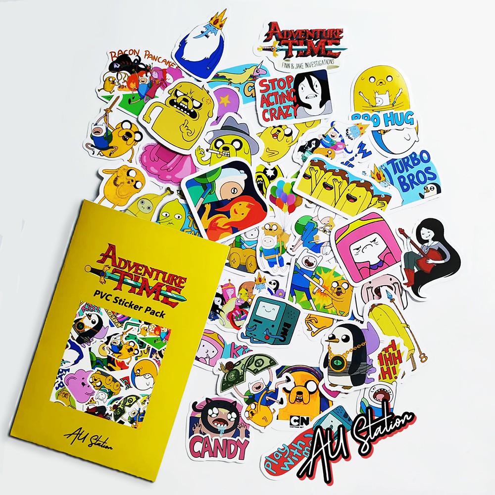 HÌNH DÁN Stickers ADVENTURE TIME nhựa PVC không thấm nước, dán nón bảo hiểm, laptop, điện thoại, Vali, xe