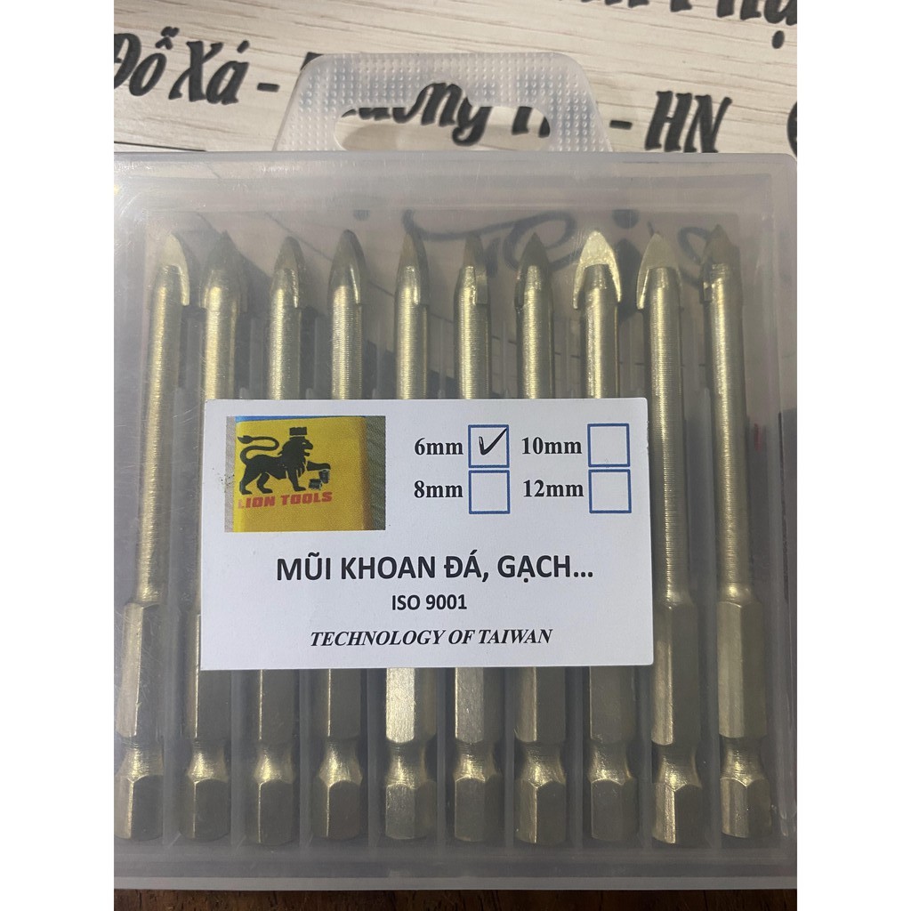 Mũi Khoan Gạch, Đá, Kính, Bê Tông Đa Năng 2 cạnh chuôi lục giác 6mm 8mm 10mm 12mm