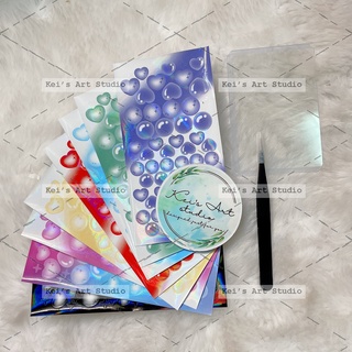 [STICKER TOPLOADER KEI] Mẫu tim - tròn hologram lấp lánh