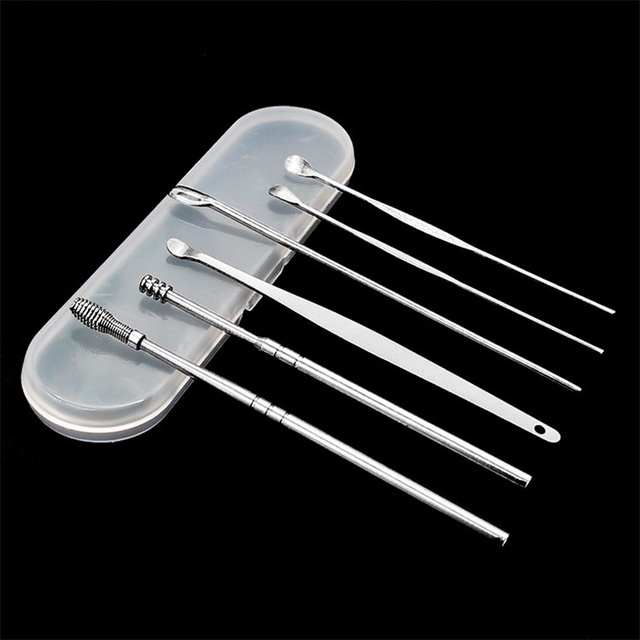 Bộ Dụng Cụ Ngoáy Tai Inox 6 Món - Lấy Ráy Tai Thép Không Rỉ 6 Món