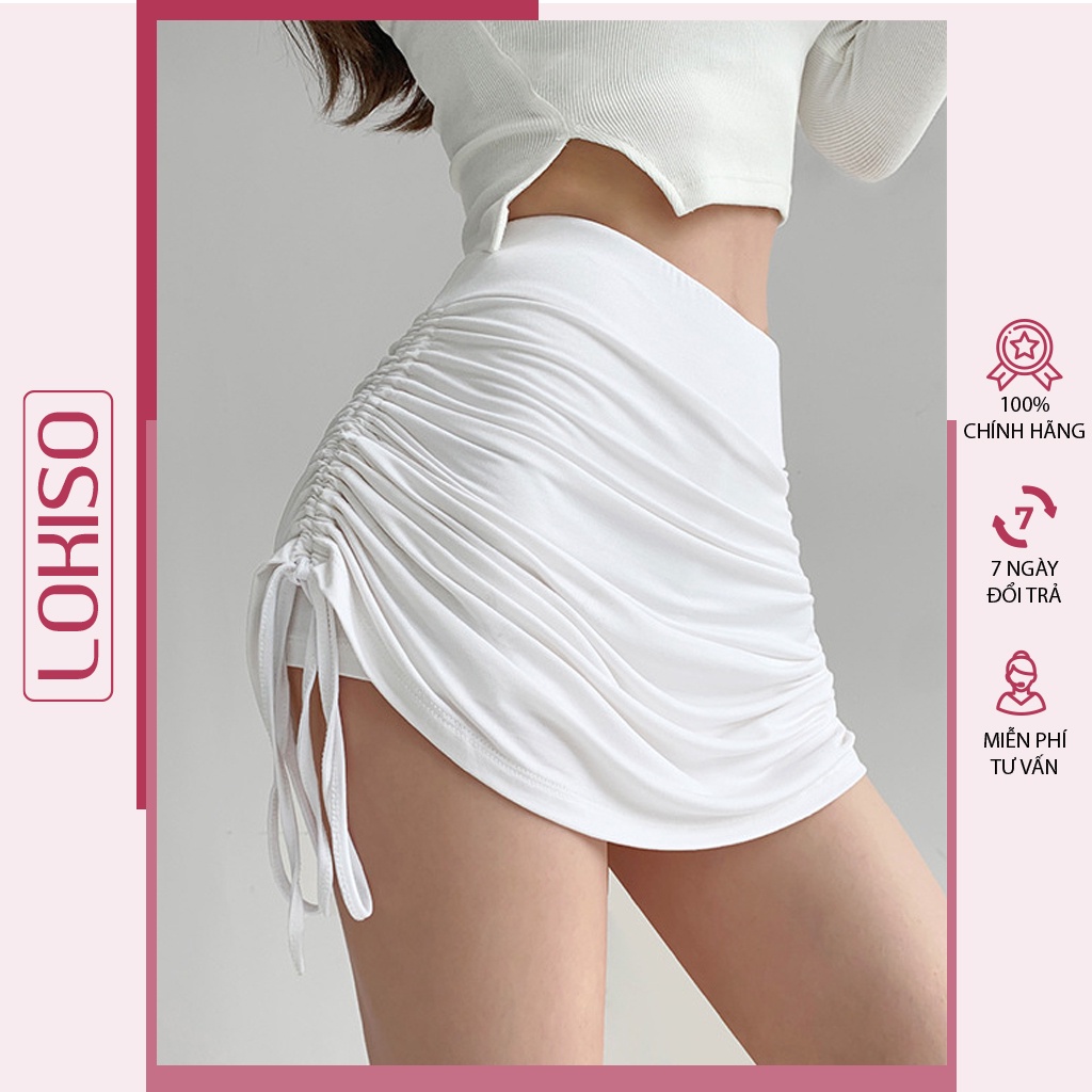 Chân Váy Xếp Ly Ngắn Rút Dây Hai Bên Ôm Body Lưng Cao Ulzzang Công Sở Đẹp Lokiso Cv16