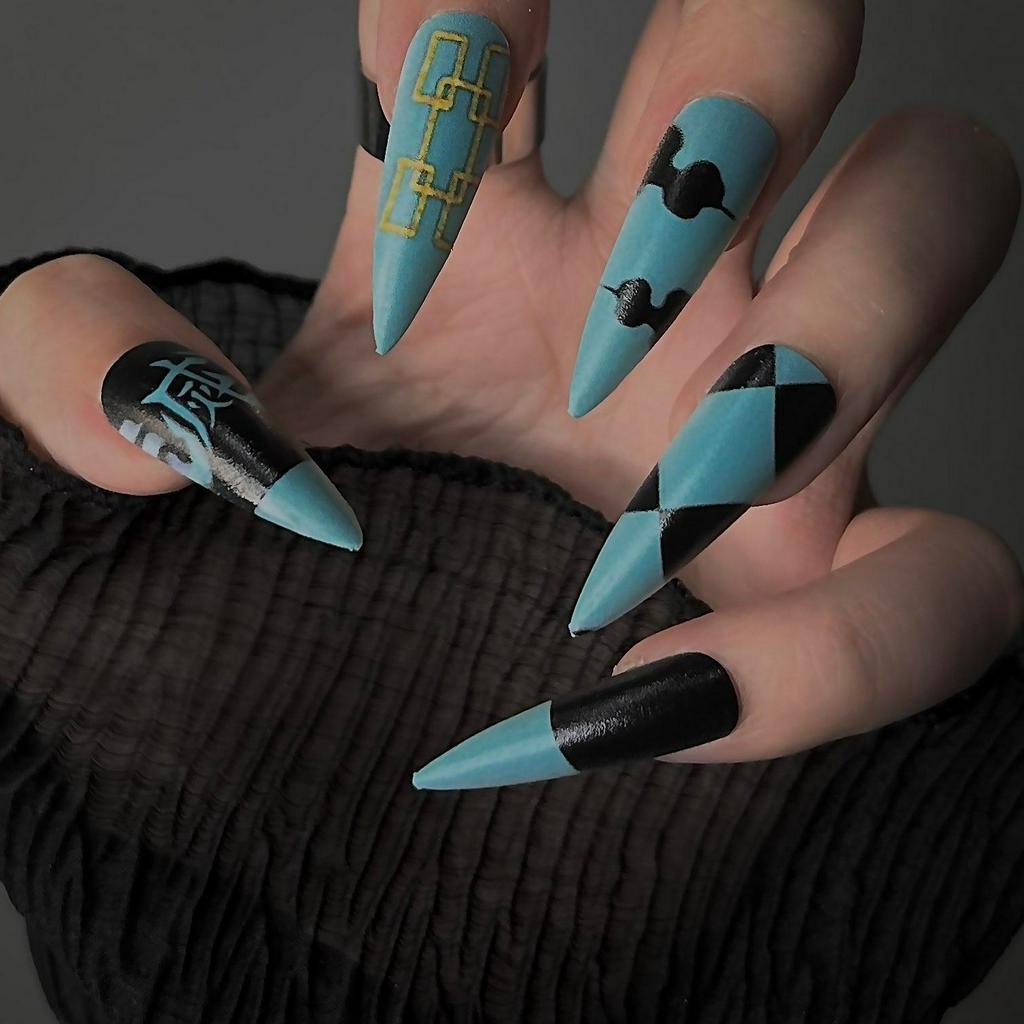 Móng Tay Giả Anime Nail Bộ 24 Nail Box Demon Slayer - Kimetsu No Yaiba Kèm Phụ Kiện Làm Móng