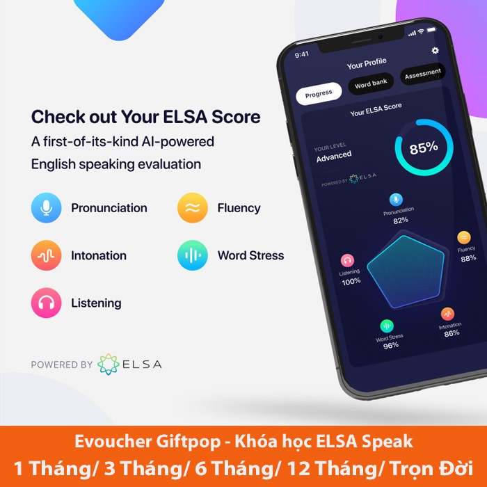 Online [Evoucher] Gói tài khoản khóa học tại App ELSA pro 01 THÁNG trị giá 129.000 VNĐ