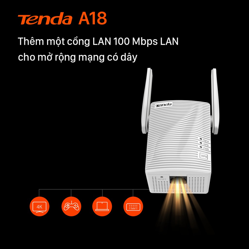 Tenda Bộ kích sóng Wifi A18 Chuẩn AC 1200Mbps - Hãng phân phối chính thức | BigBuy360 - bigbuy360.vn