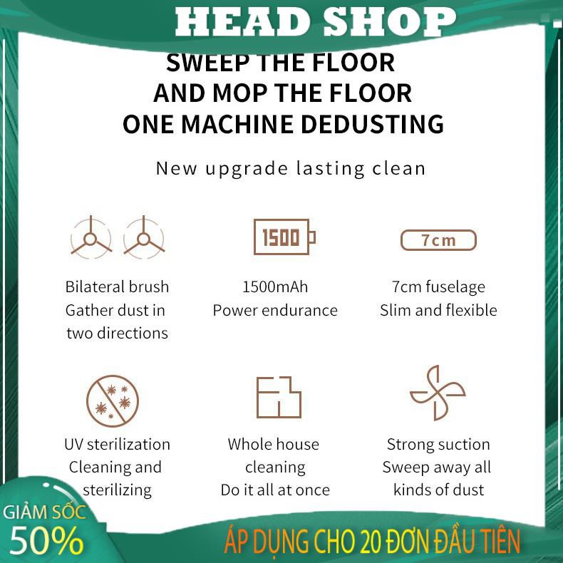 Robot Hút bụi khử khuẩn tia UV quét nhà lau nhà Thông Minh 4 Trong 1 Có Thể Sạc Lại YT088 HEAD SHOP