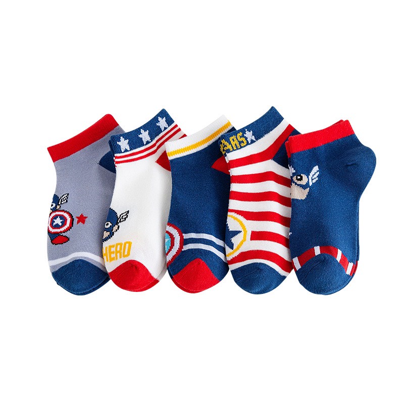 Set 5 Đôi Tất Vớ , Cổ Ngắn, Cổ Cao Siêu Anh Hùng, Siêu Nhân, Hình Thú Cho Bé - Tất Vớ Trẻ Em Siêu Cute