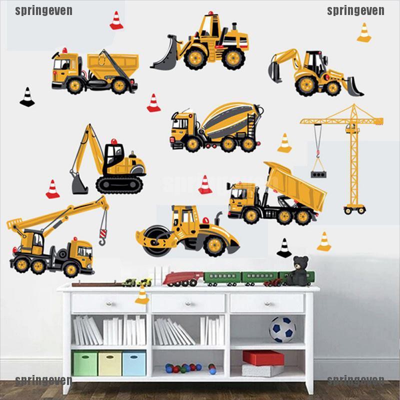 Sticker Dán Tường Hình Xe Tải Xe Tải Vận Chuyển Trang Trí Phòng Bé Trai DIY