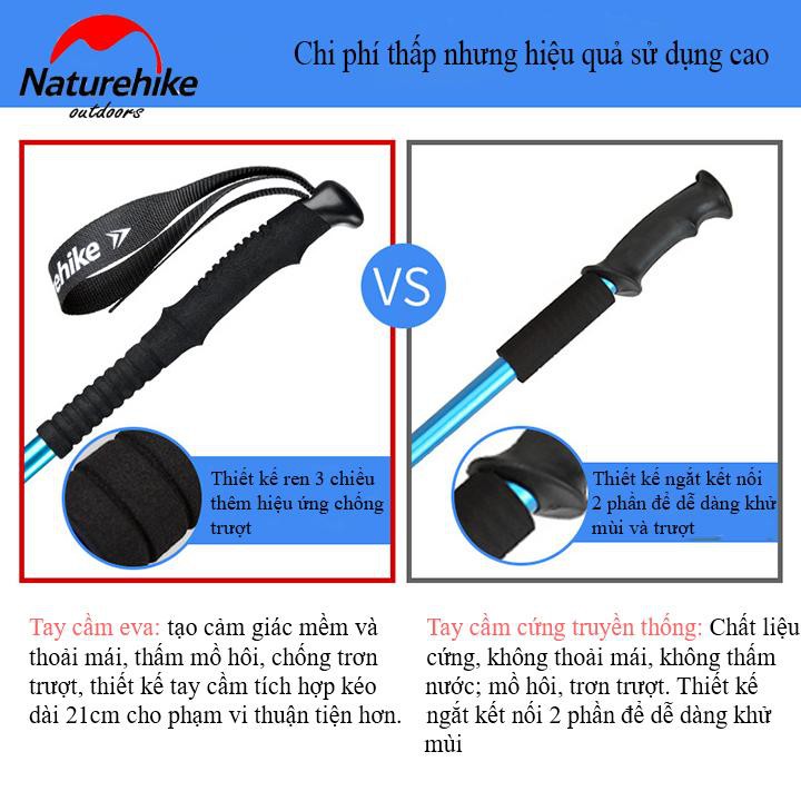 Gậy leo núi trekking Naturehike chính hãng gấp khúc dùng du lịch, phượt, dã ngoại đa năng dành cho nam và nữ