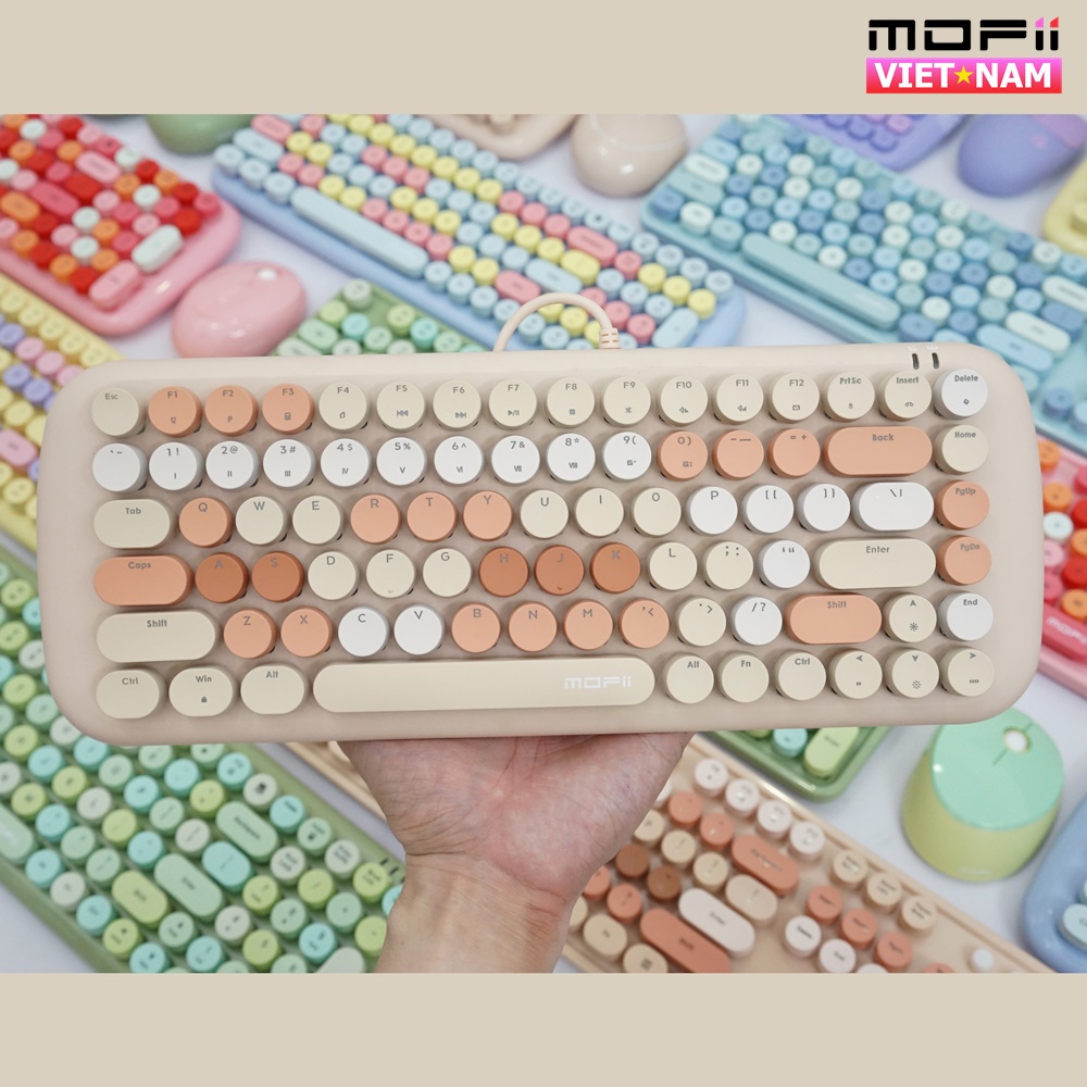 Combo bàn phím và chuột không dây Mofii Candy Mixed Nâu