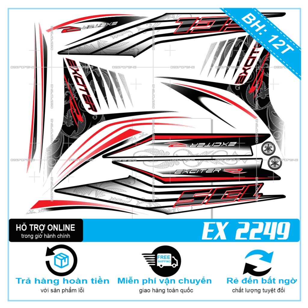 TEM RỜI EX 2011 HOA VĂN TRẮNG ĐỎ -- SHIN DECAL 2