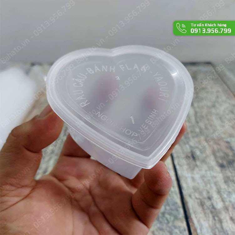 Khuôn làm bánh flan, rau câu, sữa chua trái tim có nắp Vĩnh Trường 90ml