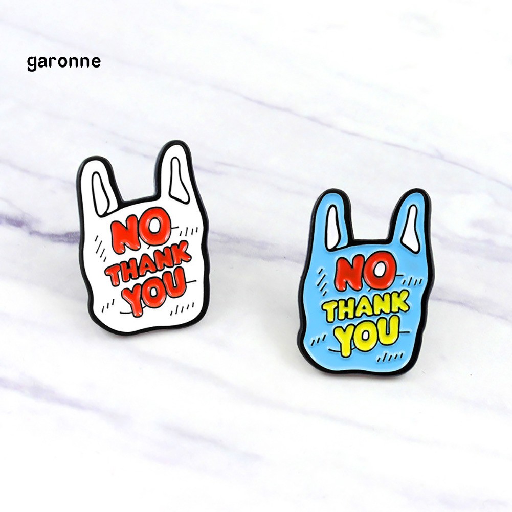 Cài áo hình đôi tai tráng men ngộ nghĩnh in chữ cái tiếng Anh &quot; No Thank You &quot;