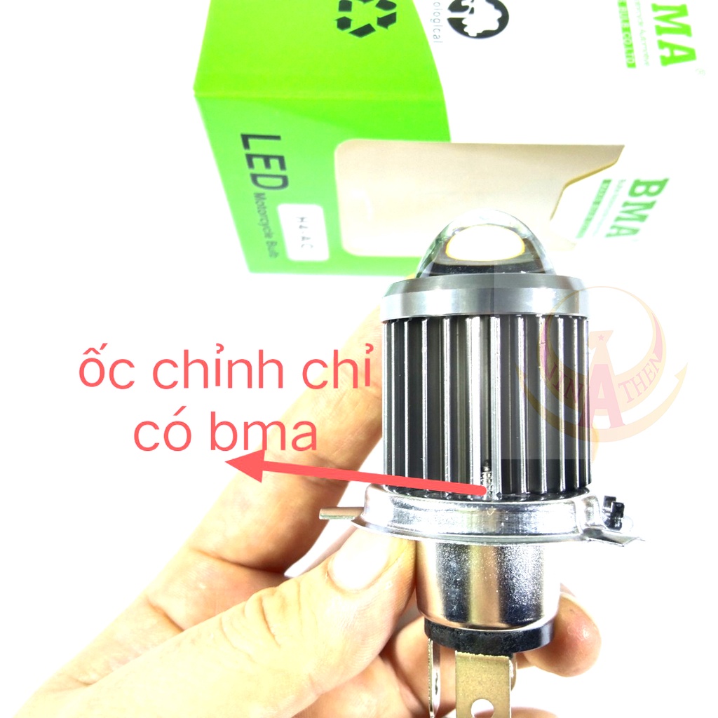 Đèn pha Led Bi Cầu BMA chân H4, 3 chân, 2 chế độ cos vàng pha trắng siêu sáng