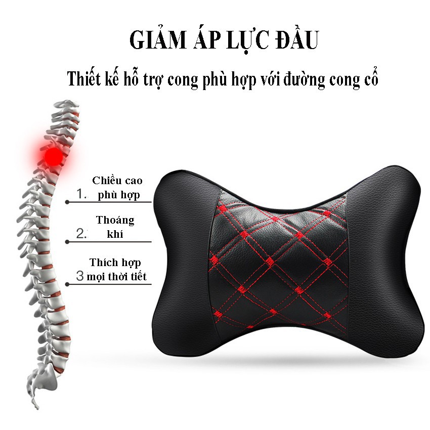 Gối tựa đầu ô tô cao su non bọc da PU bảo vệ cổ và gáy khi lái xe