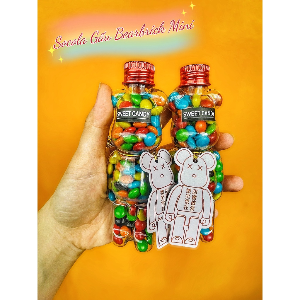 Kẹo socola gấu Bearbrick ⚡ CHÁY HÀNG ⚡ Hộp kẹo viên chocolate hình gấu, vỏ ngoai giòn tan, socola thơm ngon đậm vị
