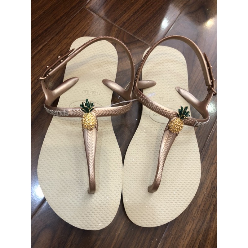 Sandanl havaianas twish gold nhạt phối charm