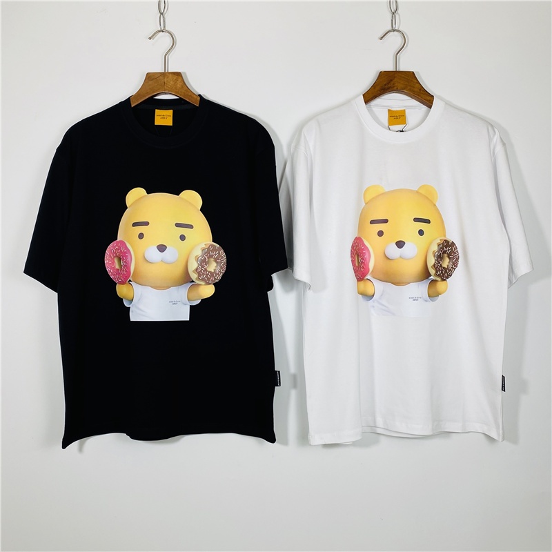 ADLV Áo Thun Cotton Tay Ngắn Dáng Rộng In Hình Bánh Donut Thời Trang Cho Cặp Đôi