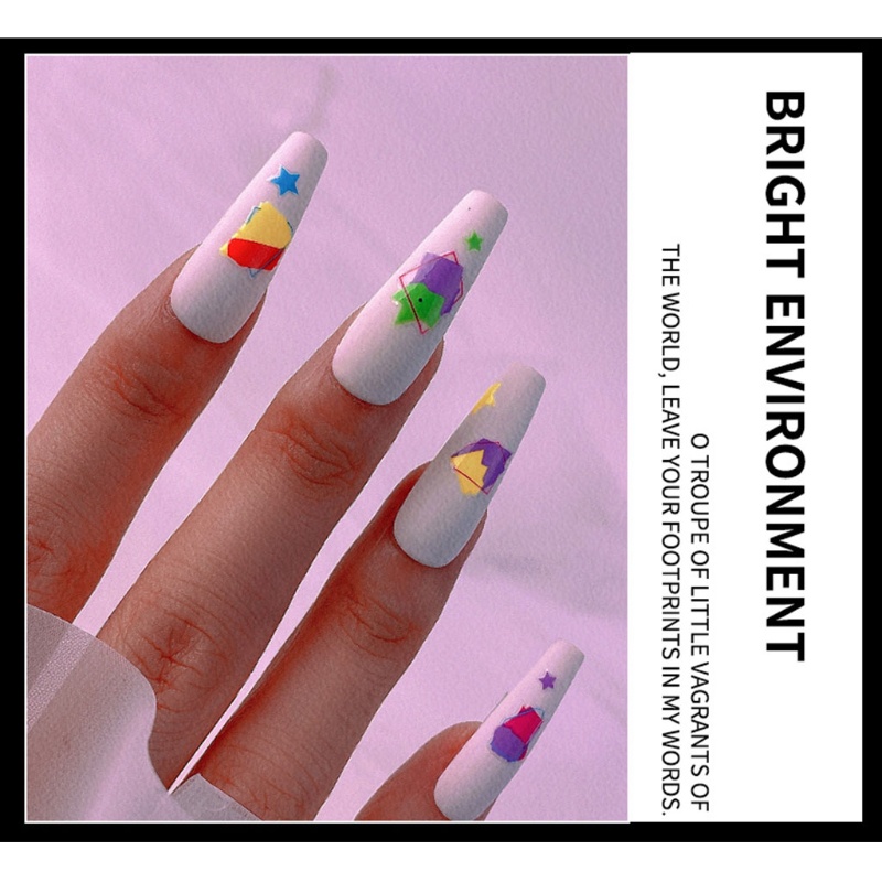 Miếng Dán Trang Trí Móng Tay 3D Dạ Quang Tự Dính Màu Sắc Xinh Xắn Dành Cho Nữ