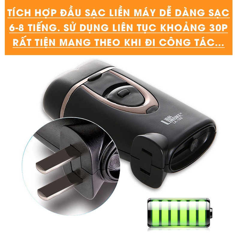 Máy Cạo Râu Khô Cầm Tay Mini Nhỏ Gọn 2 Lưỡi Cắt - Đầu Sạc Liền Máy Chuyên Dụng