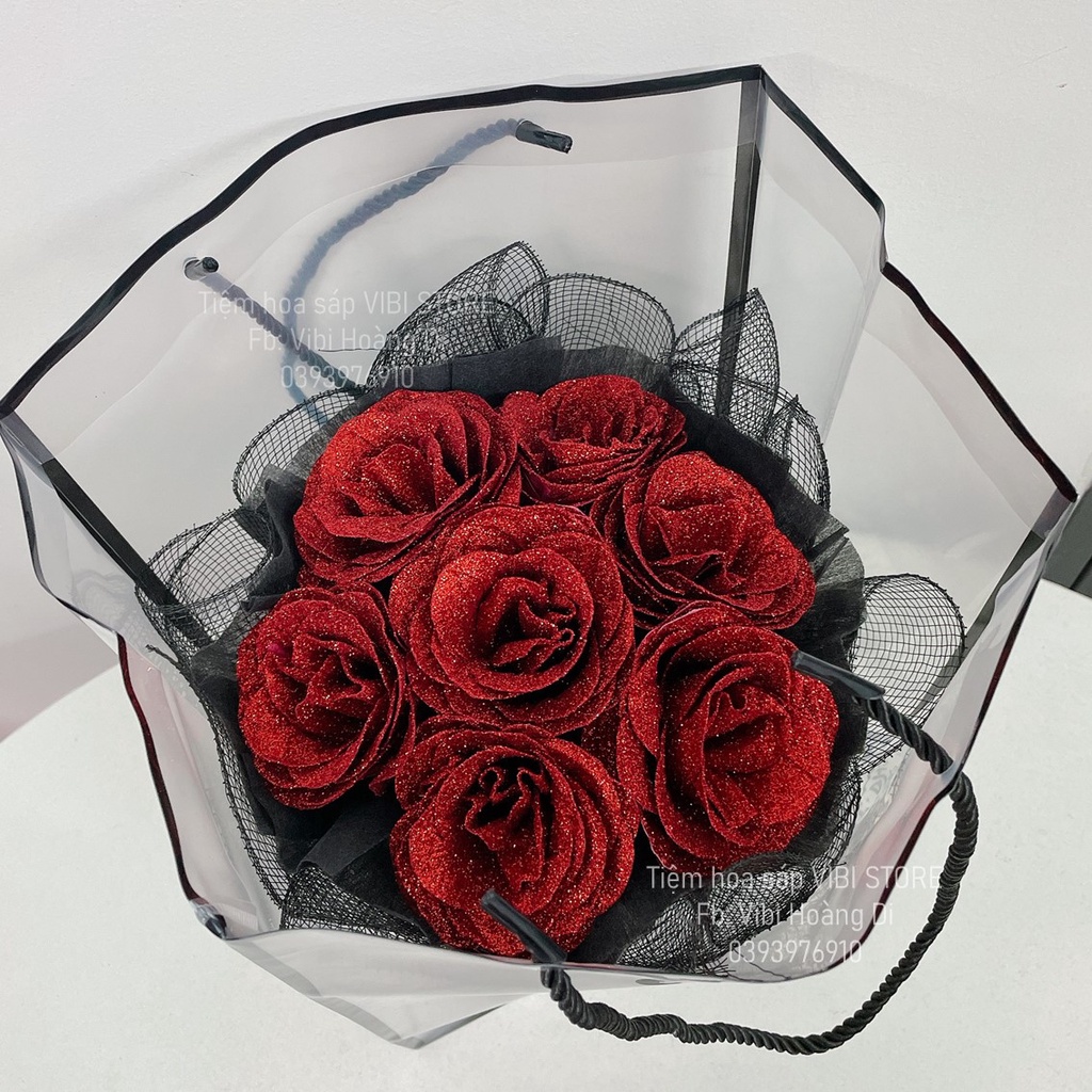 Ảnh thật 100% - hỏa tốc 🥰Hoa sáp KIM TUYẾn NHŨ kèm túi + đèn tặng Valentine 8/3 20/10 cho mẹ, chị em gái, bạn gái