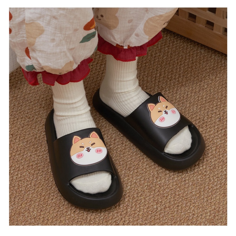 Dép mùa hè dép mang trong nhà dễ thương hình Chó Shiba ngộ nghĩnh, Dép chống trơn trượt Chó Shiba chibi dễ thương