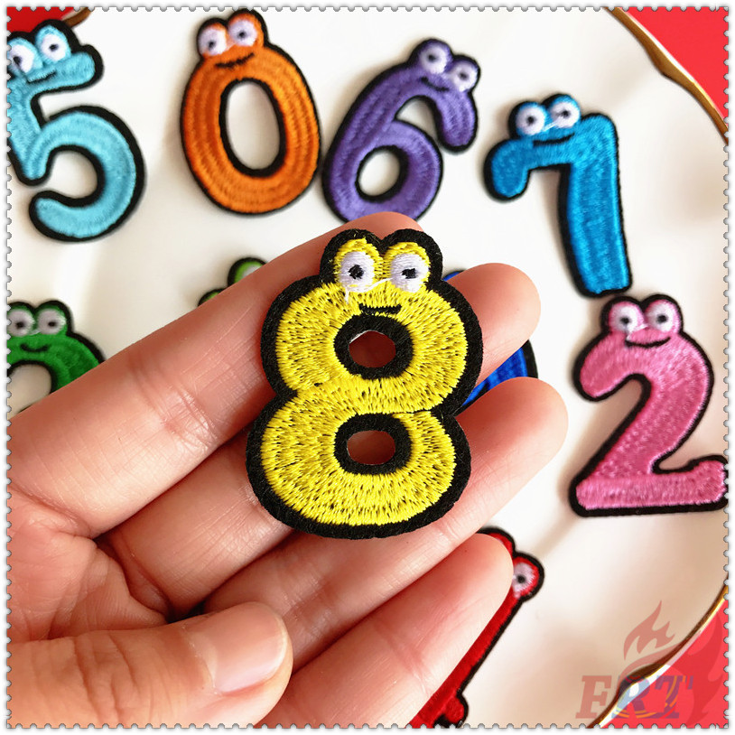 ✿ Sticker Ủi Thêu Hình Con Số Nhiều Màu Sắc ✿ 1 Sticker Ủi Thêu Hình Nhân Vật Hoạt Hình Ngộ Nghĩnh