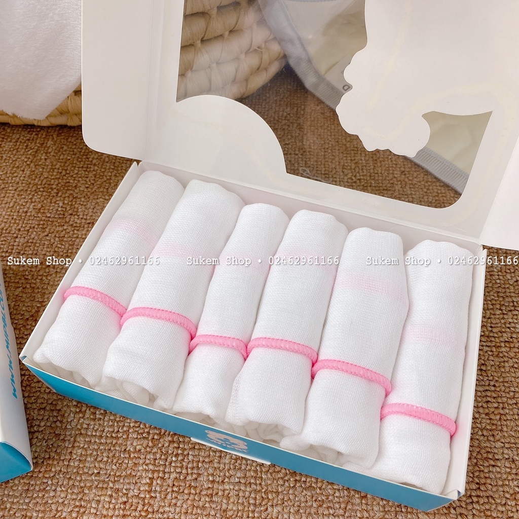 Khăn sữa hộp 100% cotton MIPBI Set 6c (MIPBI9)